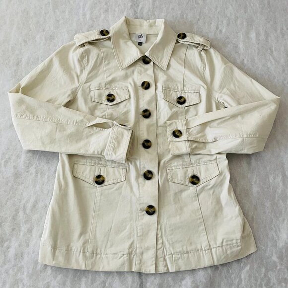 Cabi Style #5659 Womens Ivory Long Sleeve Button Up Kenya Safari Jacket Size M - Picture 1 of 11